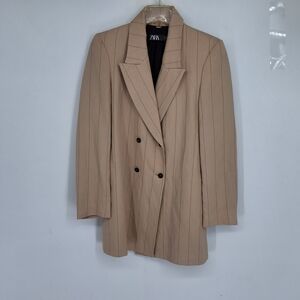 Zara XS Women's Beige Pinstripe Blazer